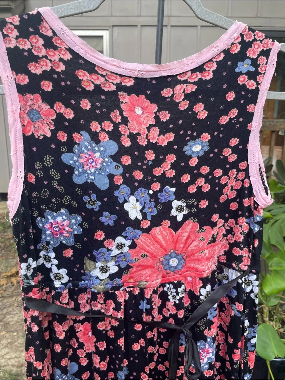Angie Black Floral Dress with Pink and Blue Blossoms - Picture 8 of 8
